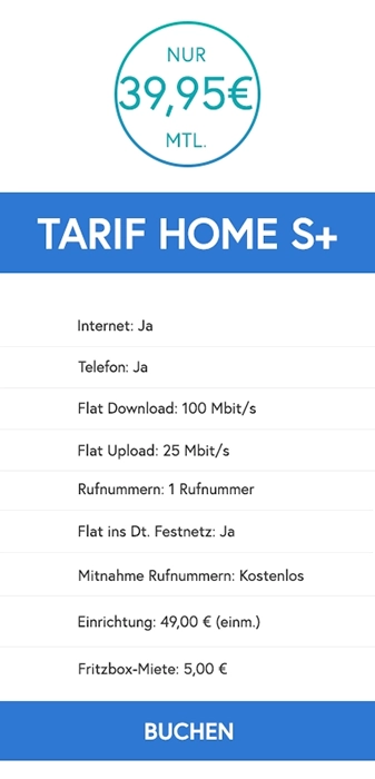 TreeneNet Tarif Home S+