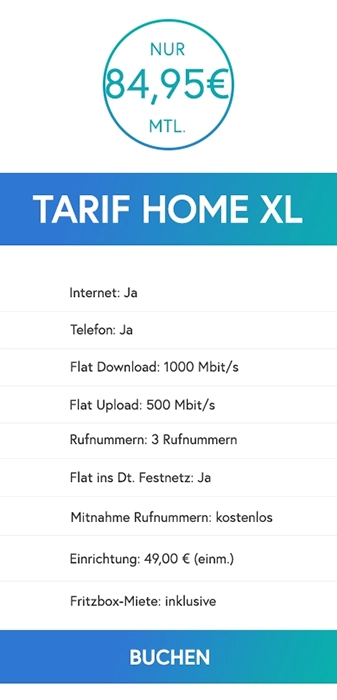 TreeneNet Tarif Home XL