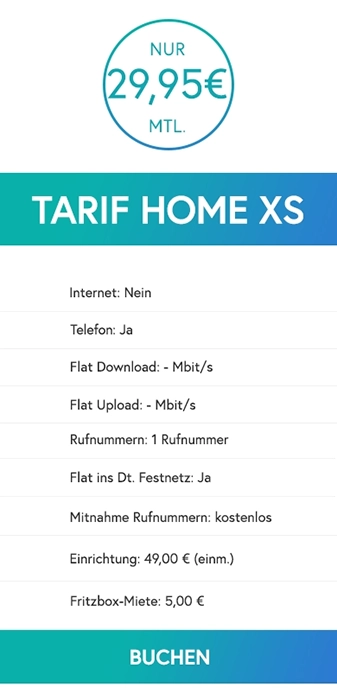 TreeneNet Tarif Home XS